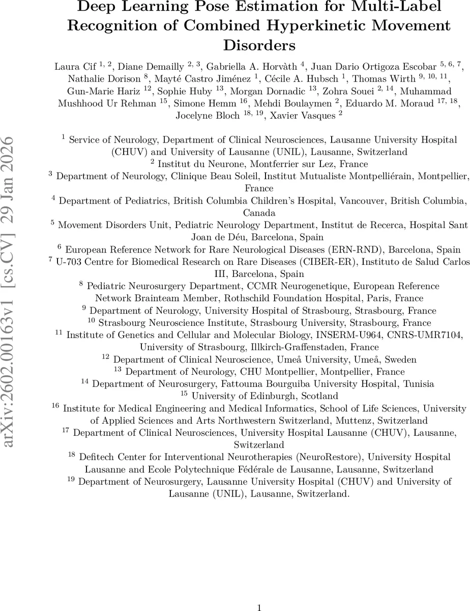 딥러닝 기반 자세 추정으로 다중 라벨 하이퍼키네틱 운동장애 인식