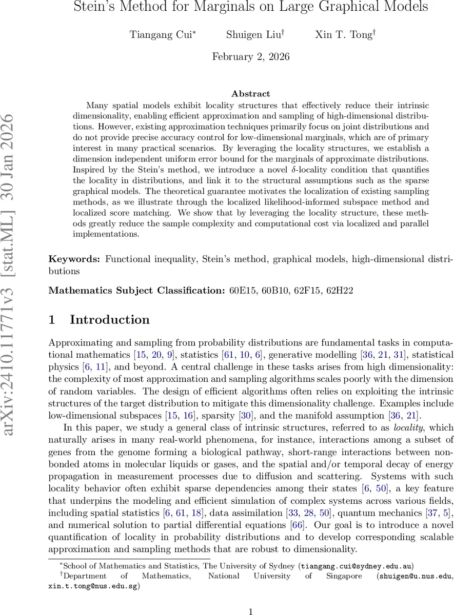 대규모 그래프 모델 마진을 위한 Stein 방법과 δ‑지역성 이론