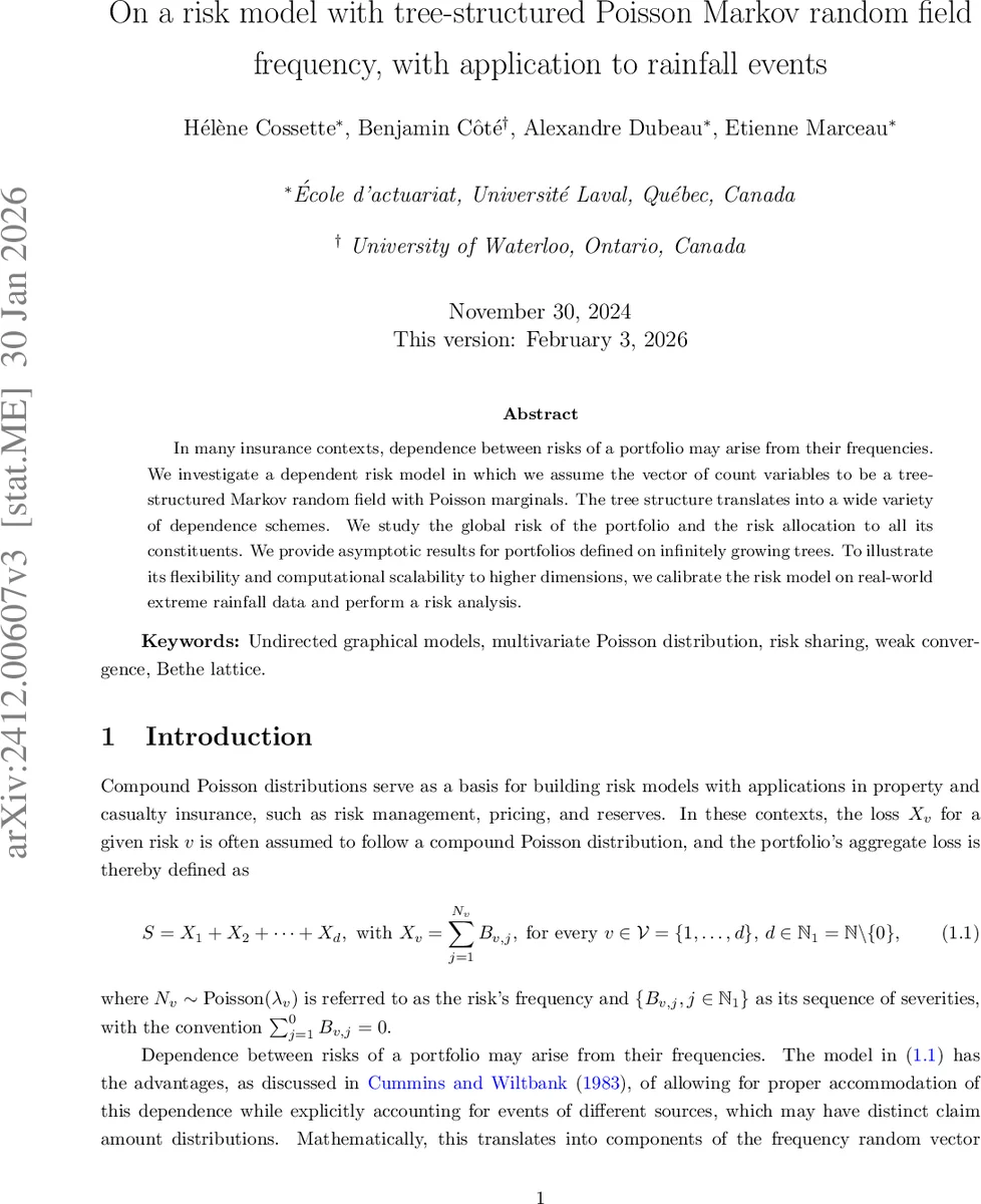 트리 구조 포아송 마코프 랜덤필드로 보는 위험 모델과 강우 사건 적용