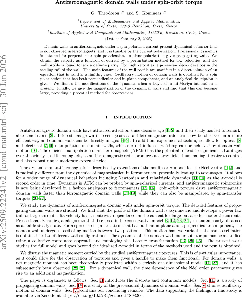 스핀오빗 토크에 의한 반강자성 도메인벽 동역학