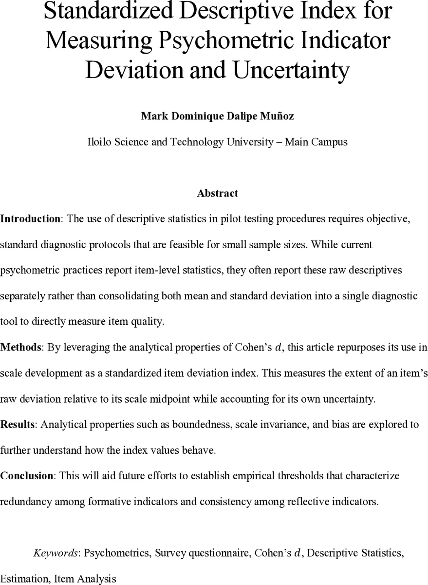 표준화된 기술 지표: 심리측정 편차와 불확실성 측정