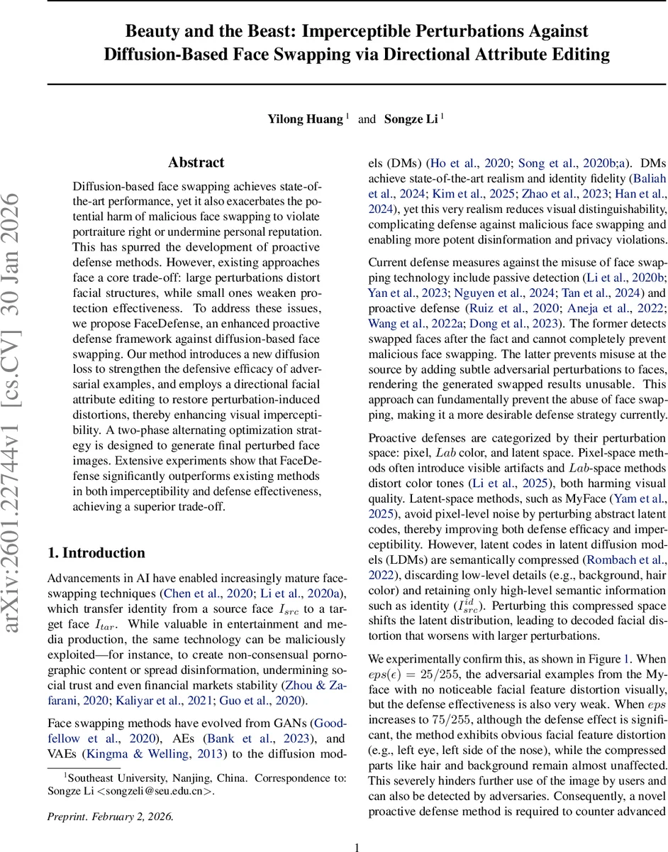 얼굴 교환 방어를 위한 미세 교란과 방향성 속성 편집