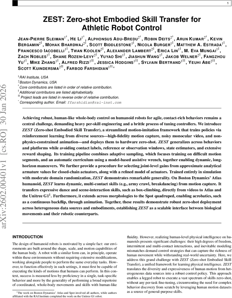 제로샷 인간동작 전이로 구현하는 다관절 로봇의 역동적 제어