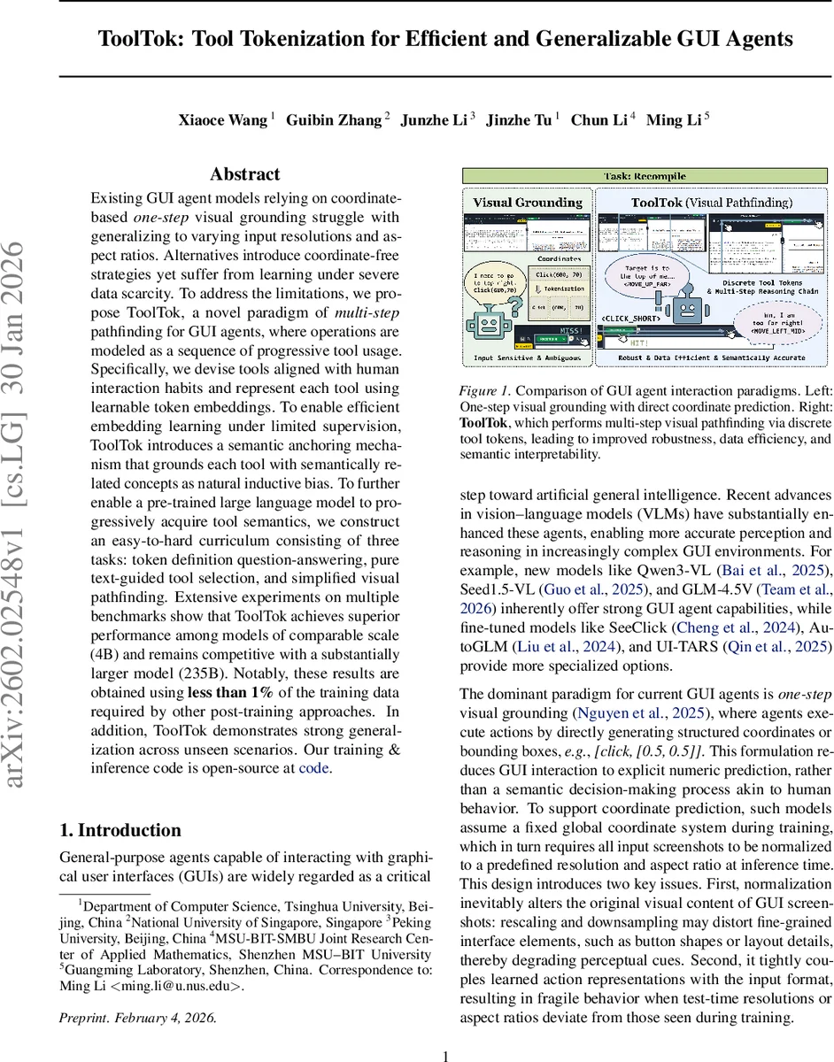 툴토크 효율적 범용 GUI 에이전트를 위한 툴 토큰화