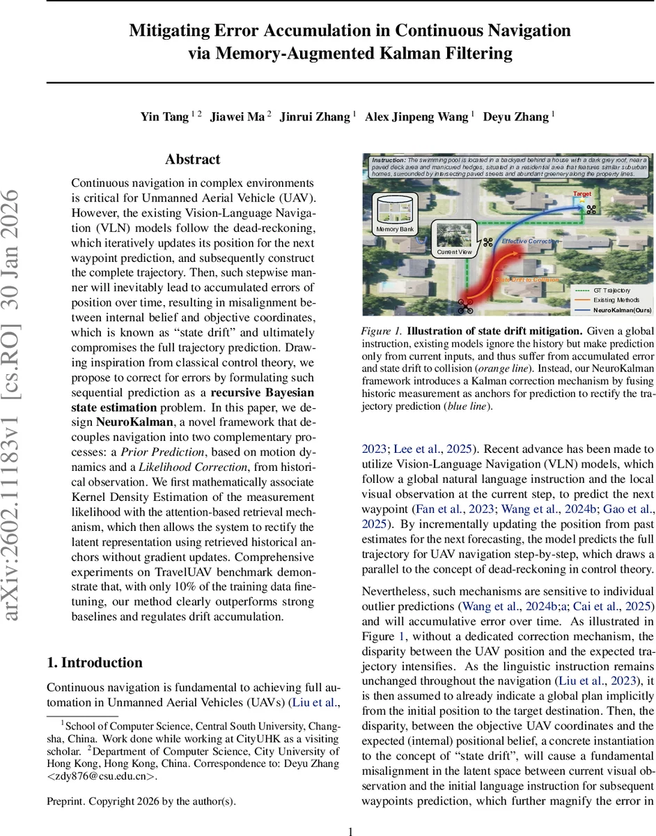 연속 UAV 내비게이션을 위한 메모리 강화 칼만 필터링