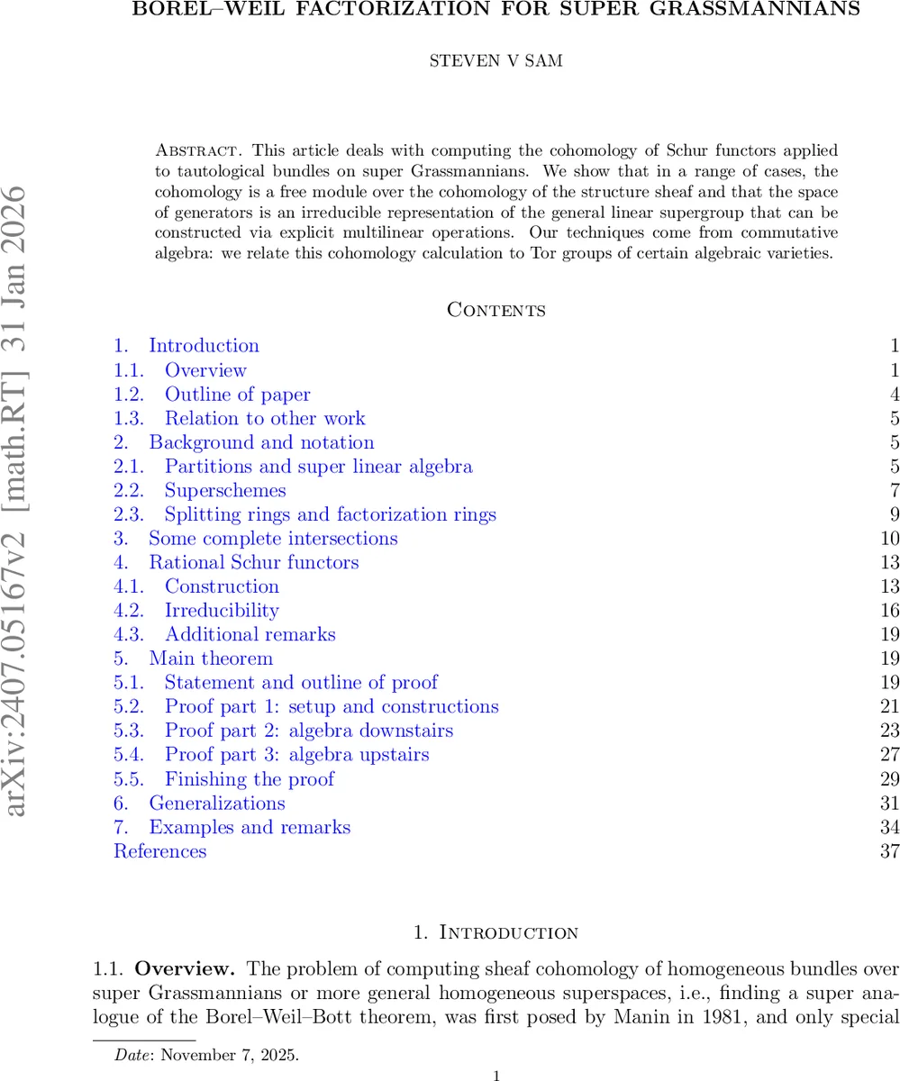 초대칭 그라스만 다양체의 보렐‑와일 인수분해와 코호몰로지 구조