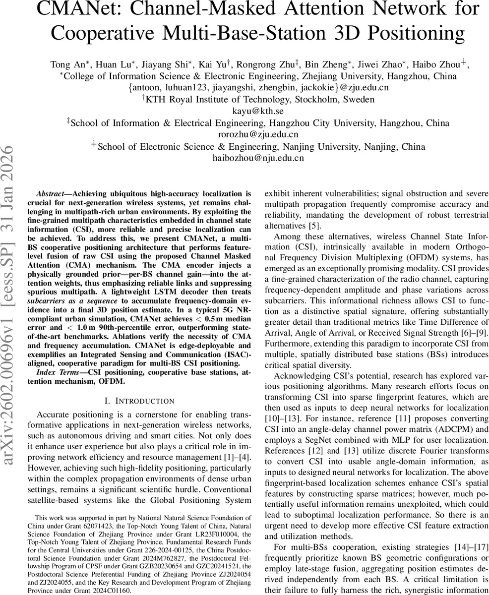 채널 마스크 어텐션 기반 다중 기지국 3D 위치추정 네트워크