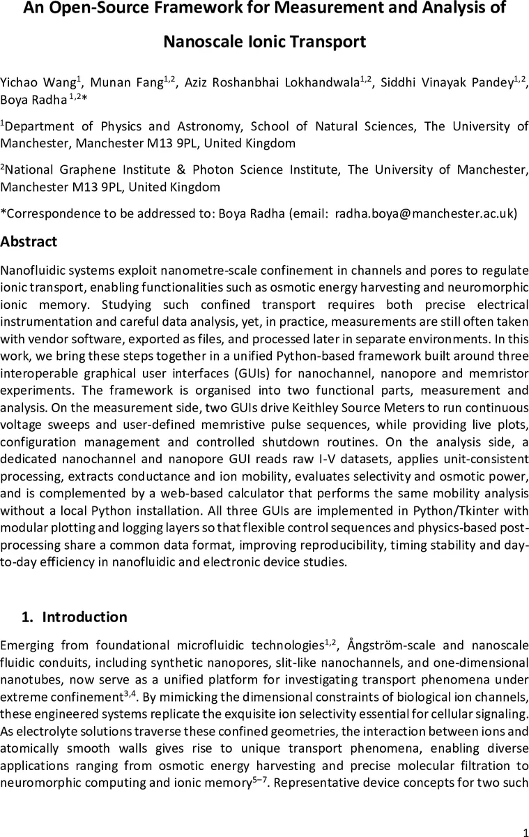 오픈소스 기반 나노이온 전송 측정·분석 통합 프레임워크