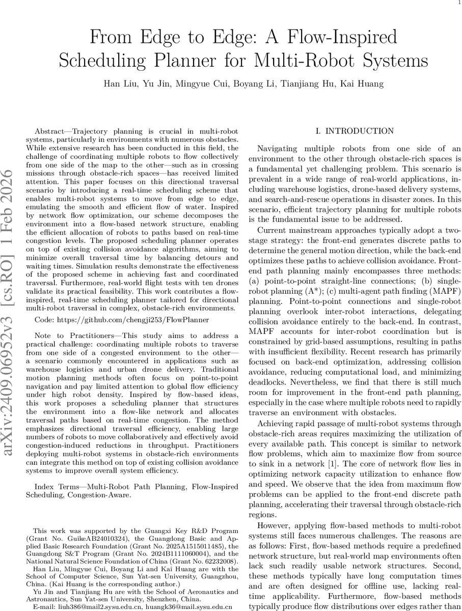 에지에서 에지까지 흐름 기반 다중 로봇 스케줄링 플래너
