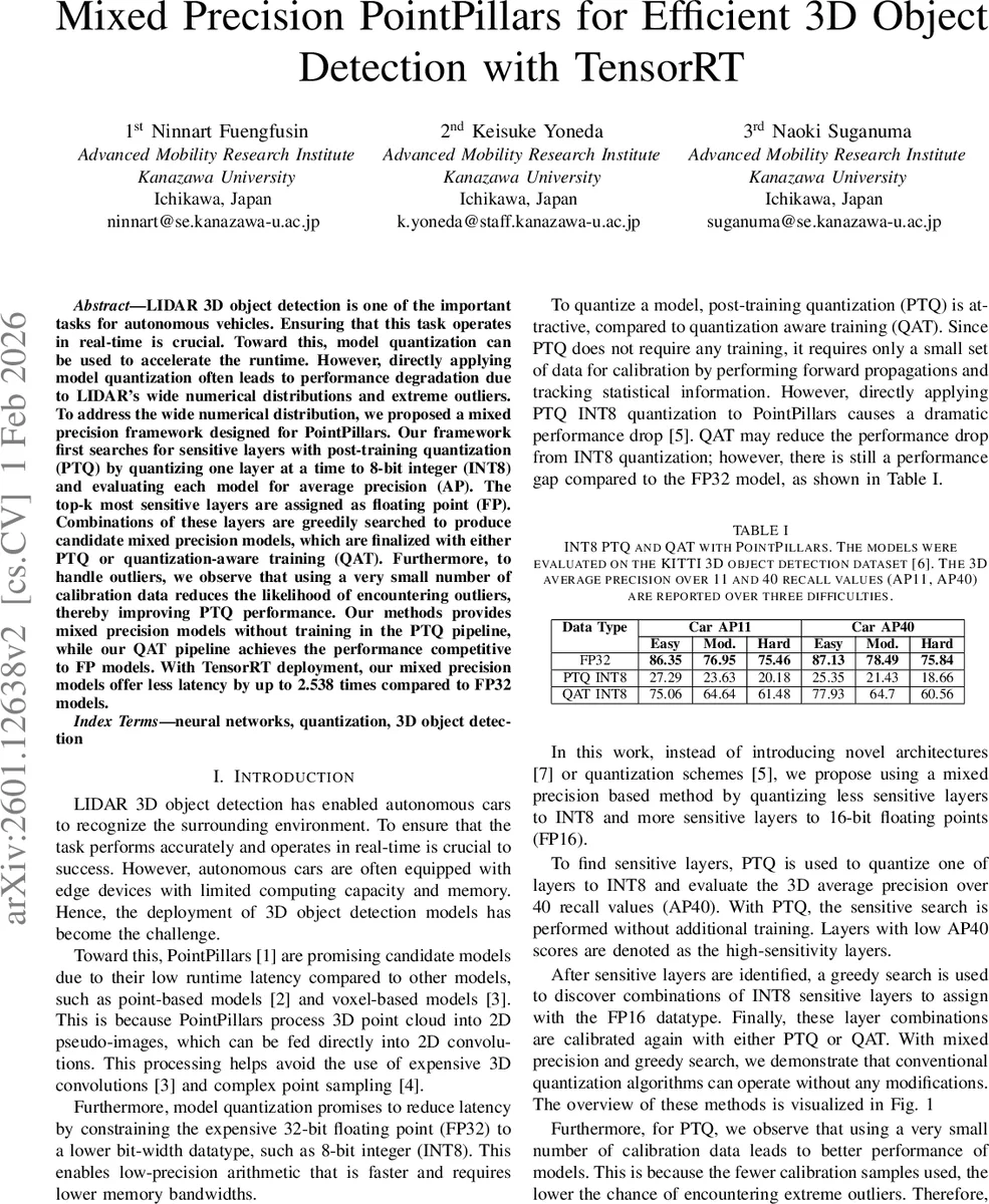 혼합 정밀도 PointPillars로 실시간 3D 객체 탐지 가속화