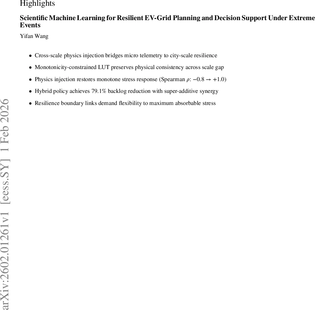 전기차 충전 인프라와 전력망 회복탄력성을 위한 과학적 머신러닝 프레임워크