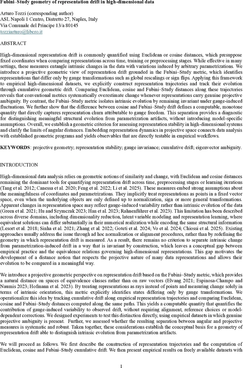 고차원 데이터에서의 표현 변동을 측정하는 푸비니 스터디 기하학