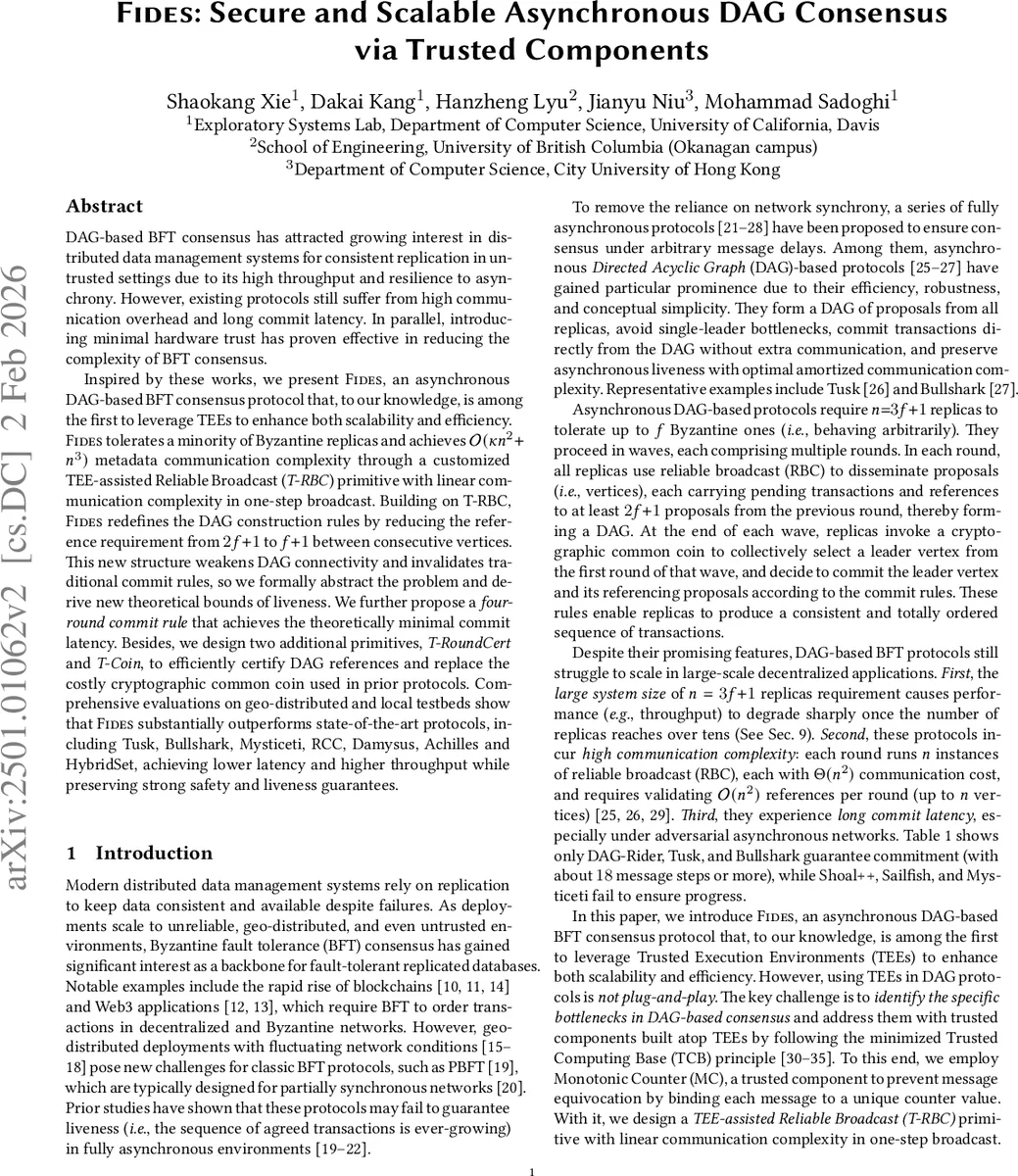 Fides: TEE 기반 비동기 DAG 합의의 새로운 지평