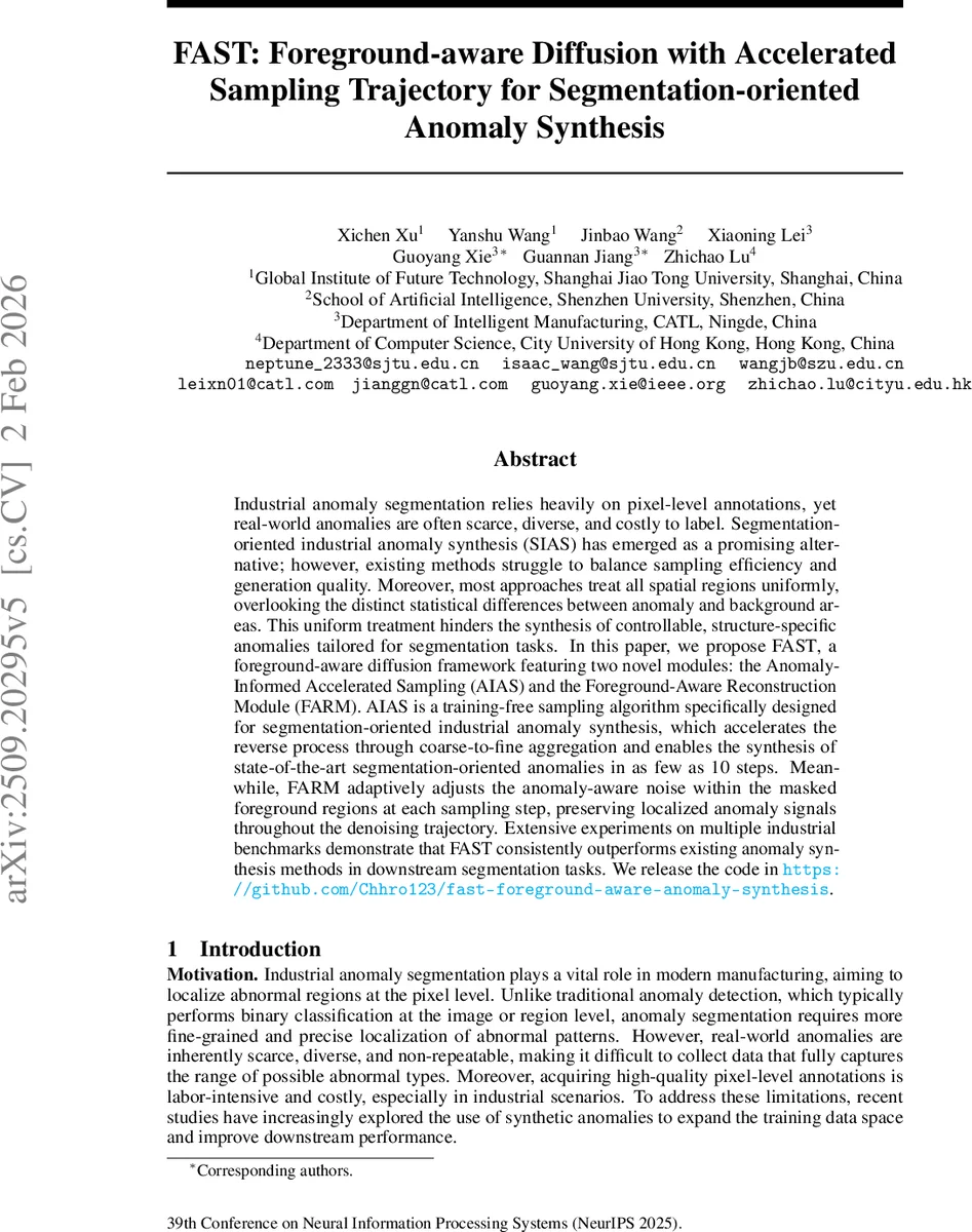 전방 인식 확산과 가속 샘플링을 통한 산업 이상 합성 혁신