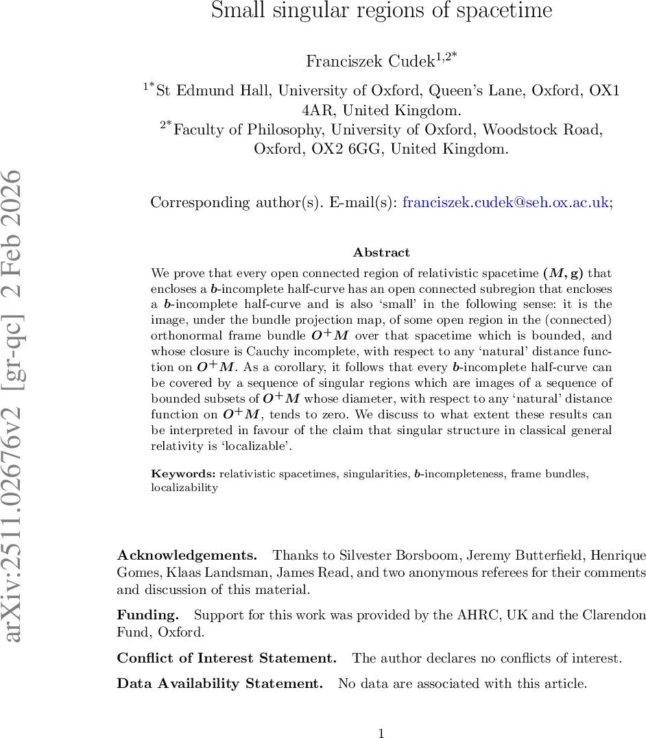 작은 특이 영역과 그 지역화 가능성