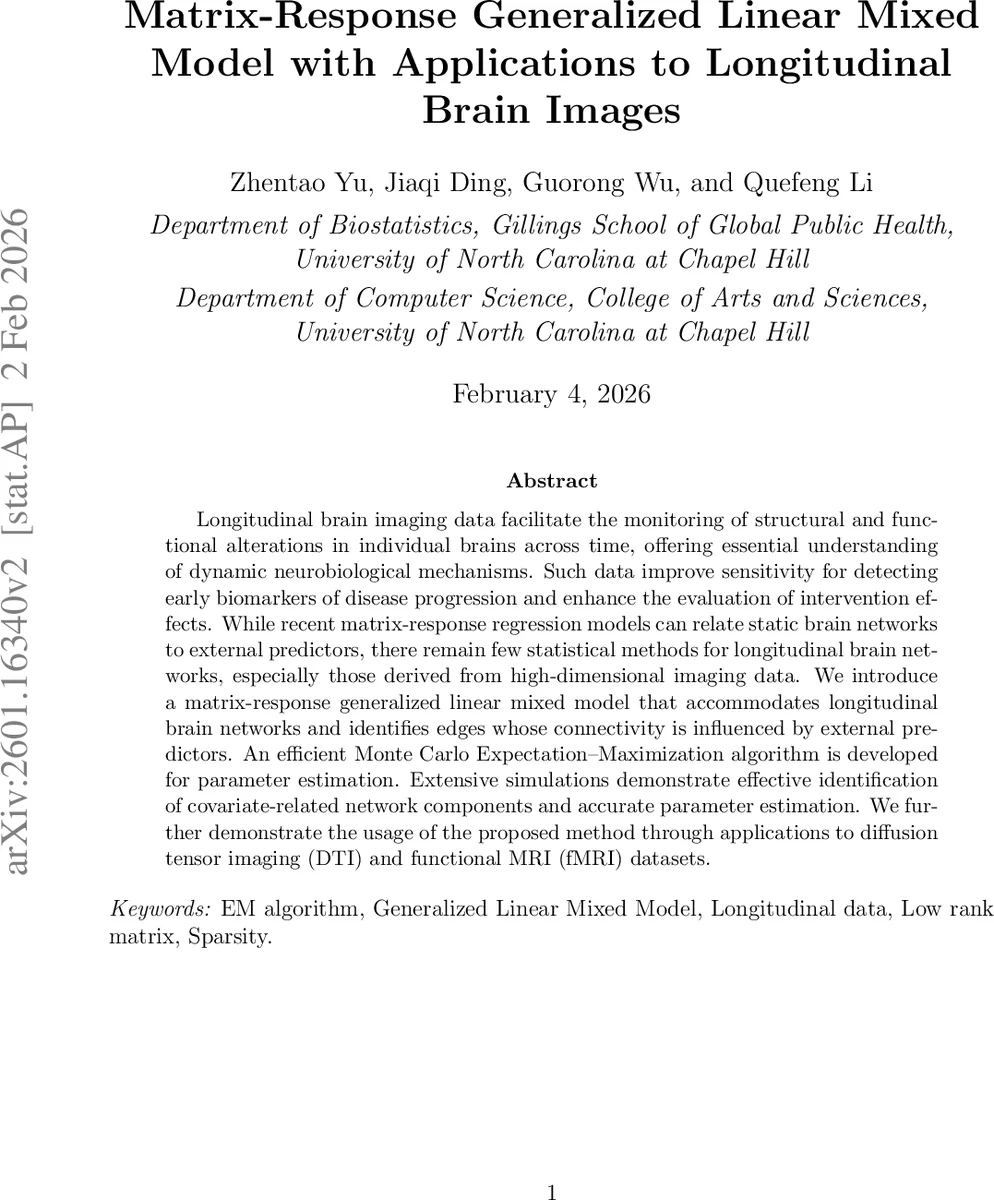 시간에 따른 뇌 연결망 분석을 위한 행렬 응답 혼합 모델