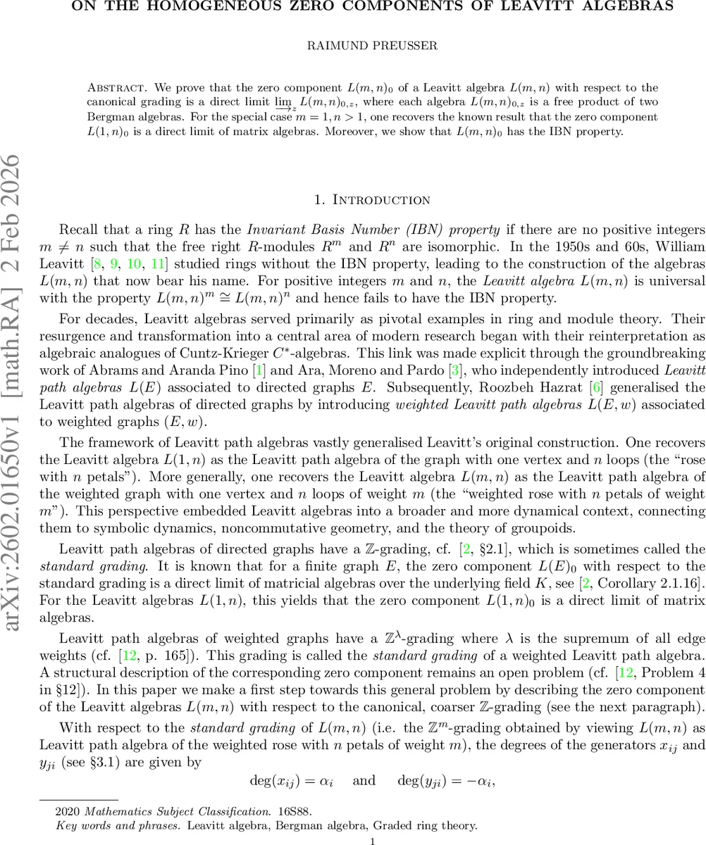 레비트 대수의 동차 영성분 구조 분석