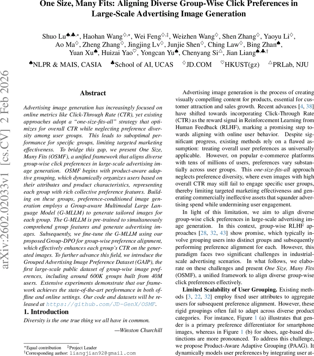 다양한 그룹 선호를 맞춤형 광고 이미지로 구현하는 원 사이즈, 멀티 피트