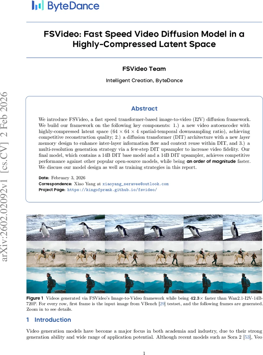 초고압축 잠재공간을 활용한 초고속 비디오 디퓨전 모델 FSVideo