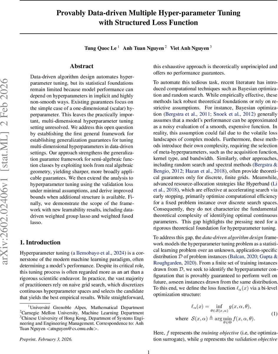 다차원 하이퍼파라미터 튜닝을 위한 데이터 기반 일반화 이론