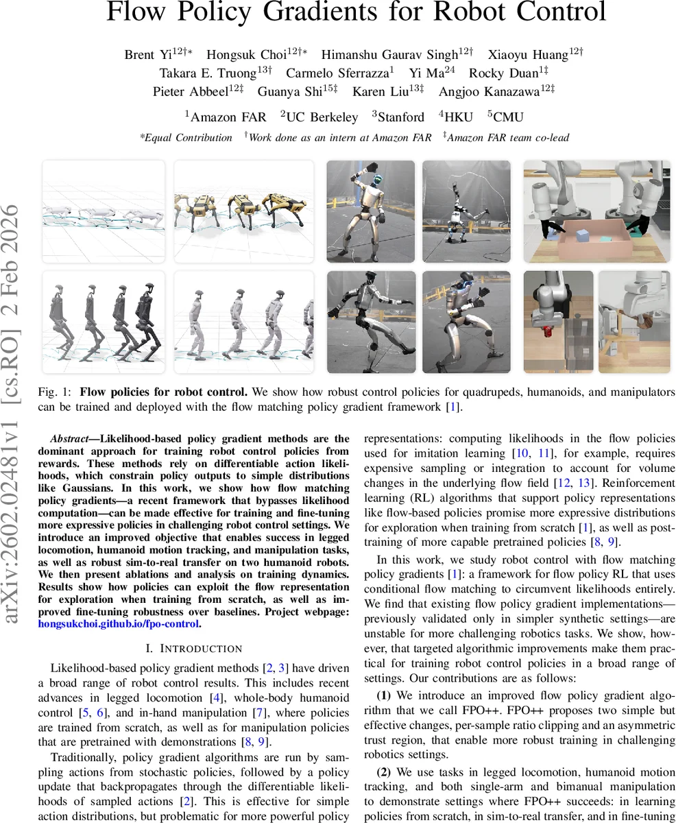 흐름 기반 정책 그라디언트로 로봇 제어 혁신