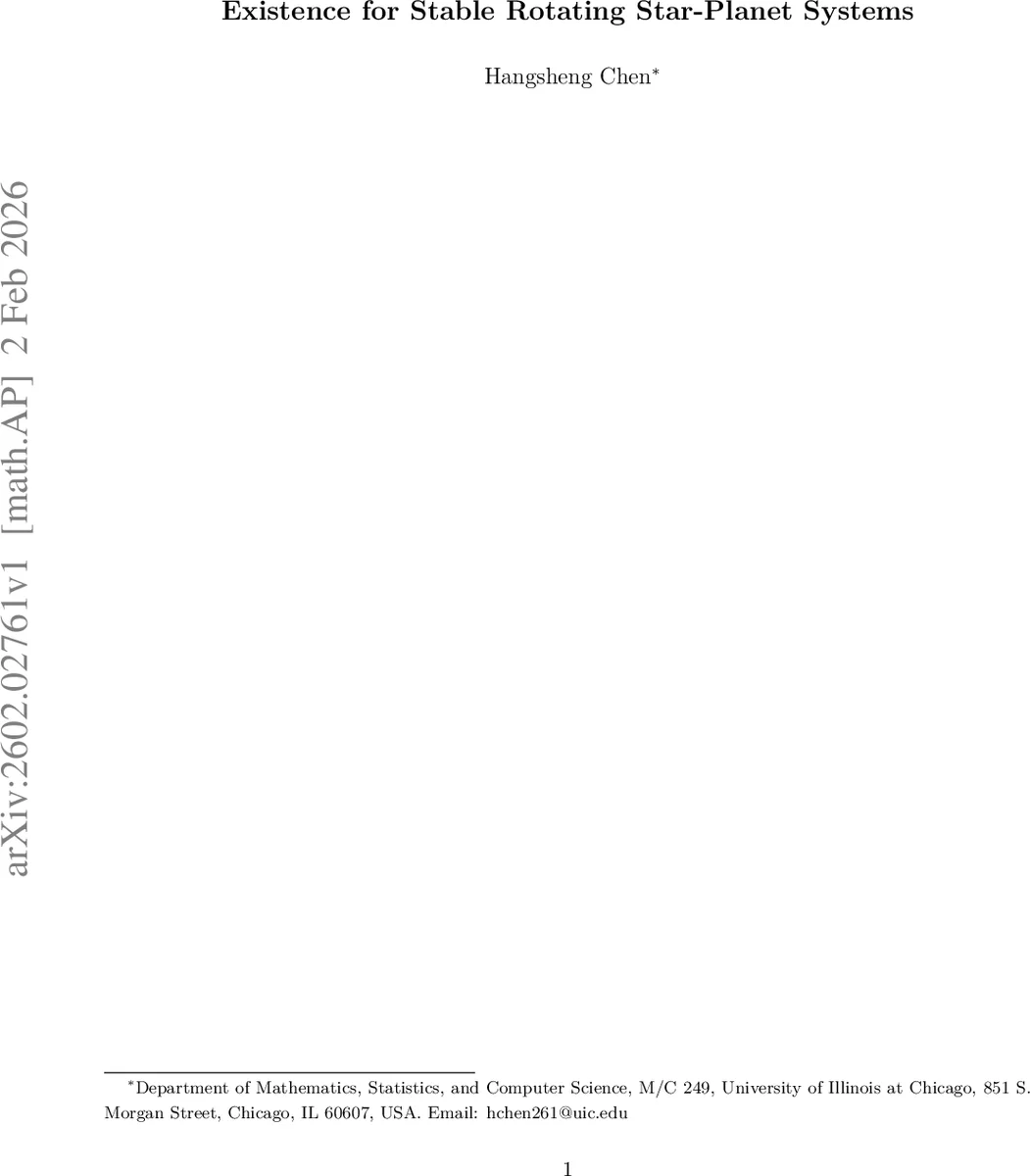 작은 질량비 별 행성계의 안정적 회전 해 존재 증명