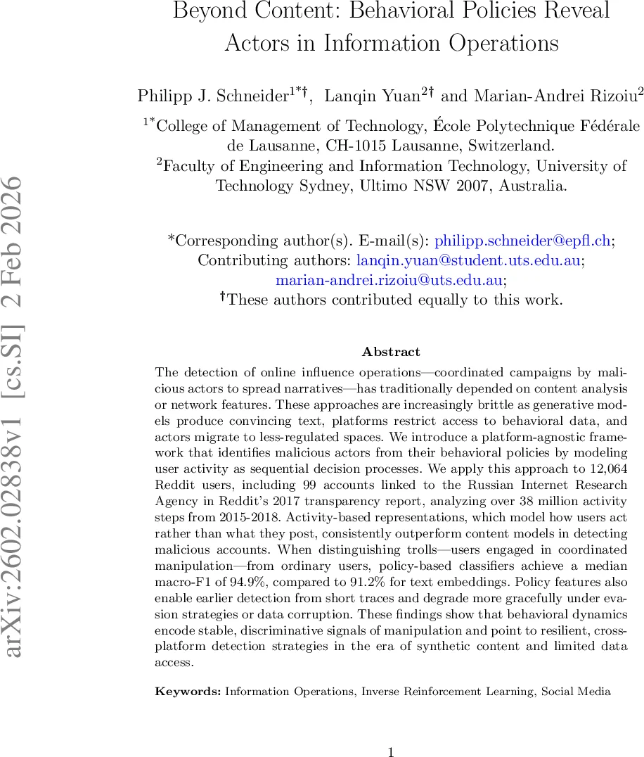 행동 정책으로 드러나는 정보 작전 주체 탐지