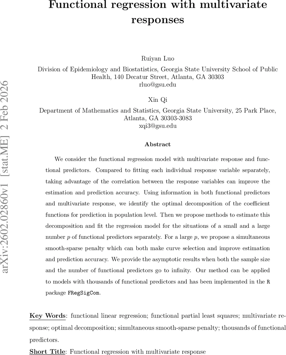 다변량 응답을 위한 함수 회귀와 최적 분해 방법