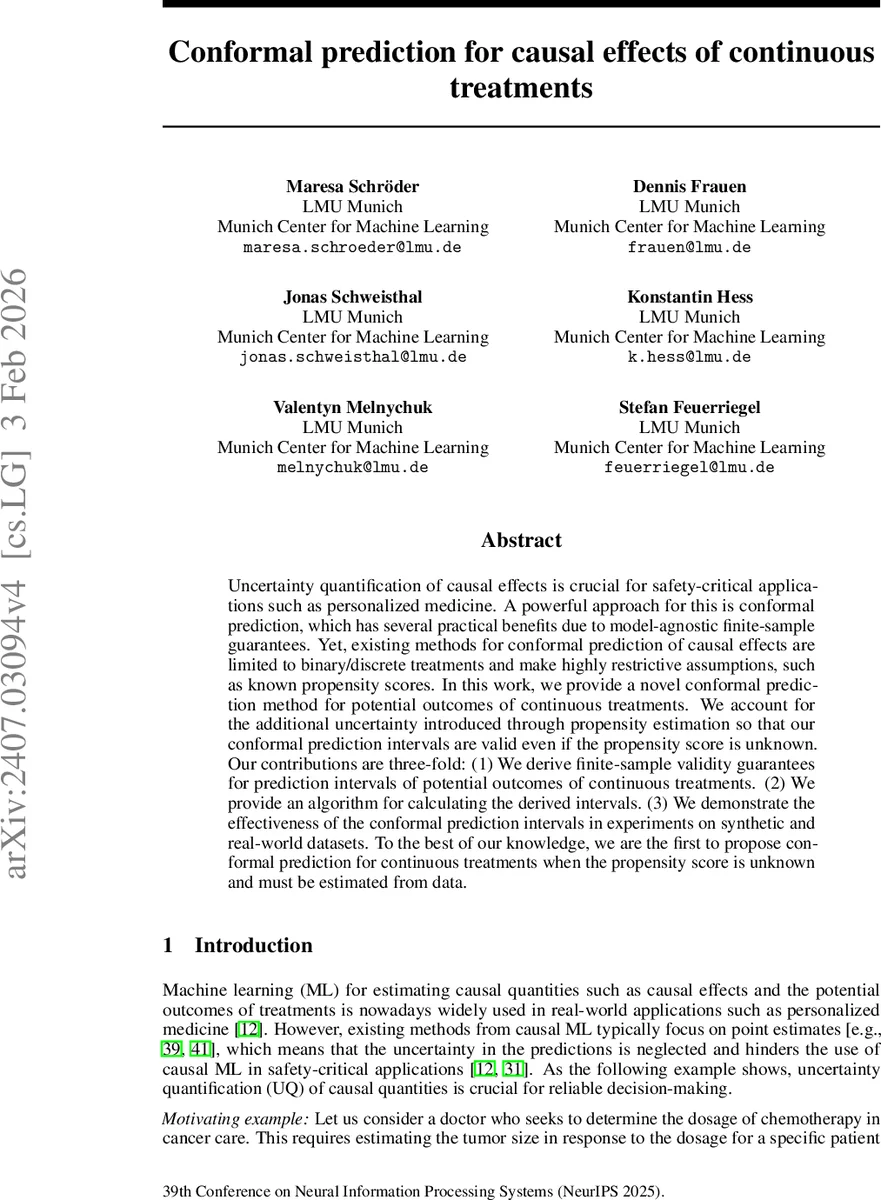 연속 치료 효과를 위한 새로운 컨포멀 예측 구간