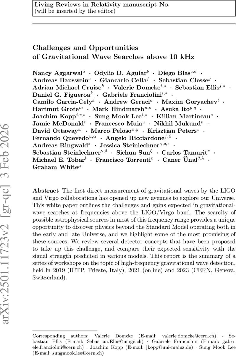 10kHz 이상 중력파 탐색의 도전과 기회