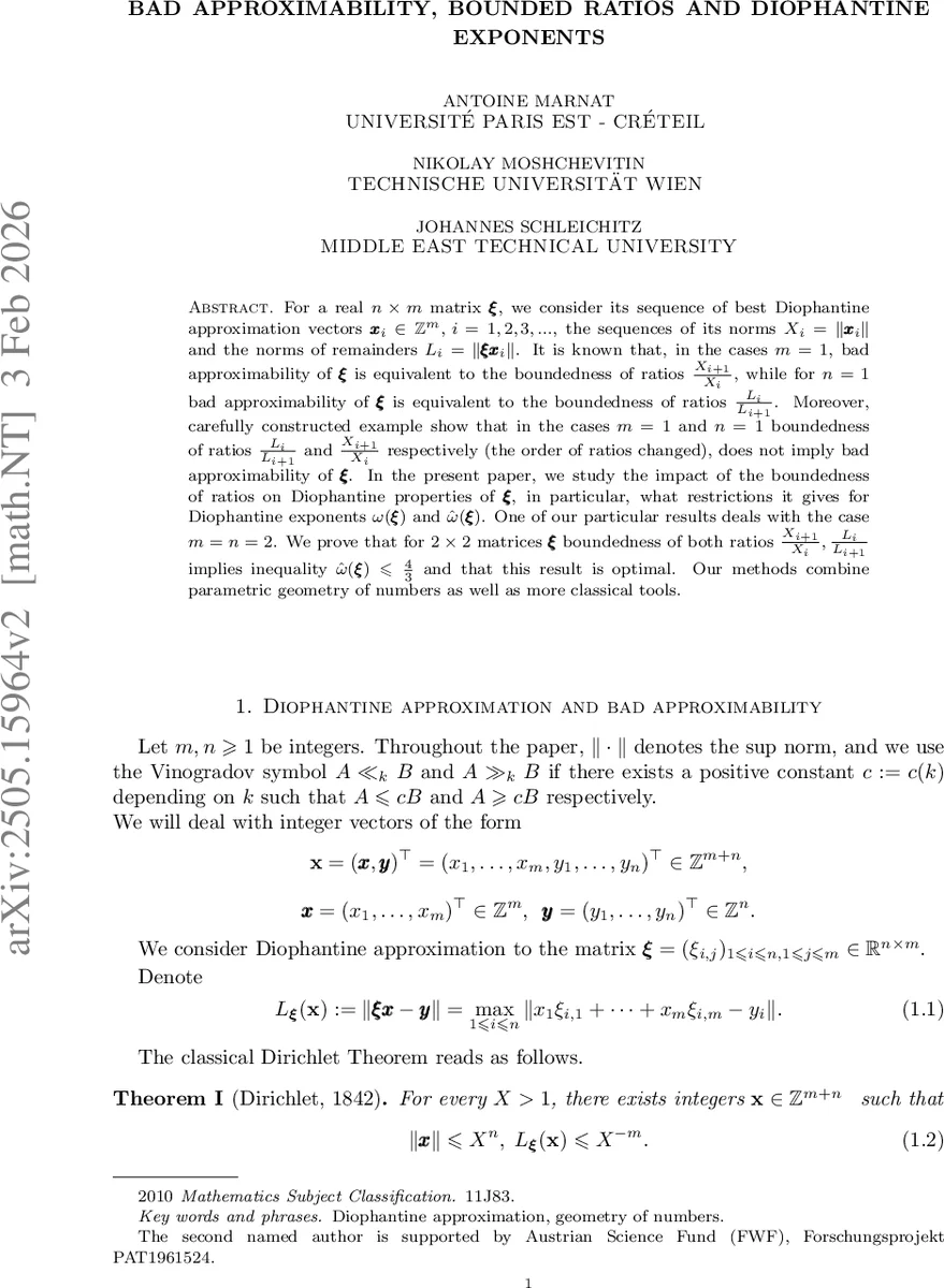 비근사성, 비율 제한과 디오판틴 지수의 관계