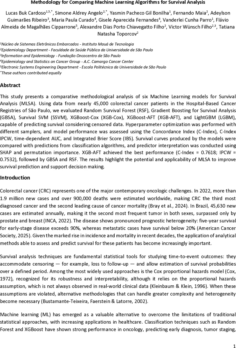 대장암 생존 예측을 위한 머신러닝 알고리즘 비교 연구