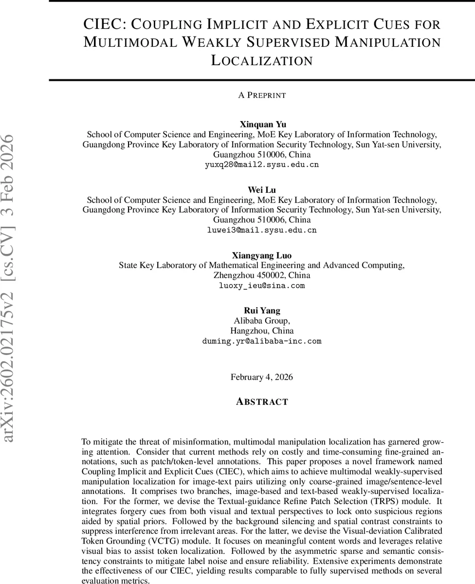 CIEC 암시와 명시 단서를 결합한 다중모달 약한 지도 조작 위치 탐지