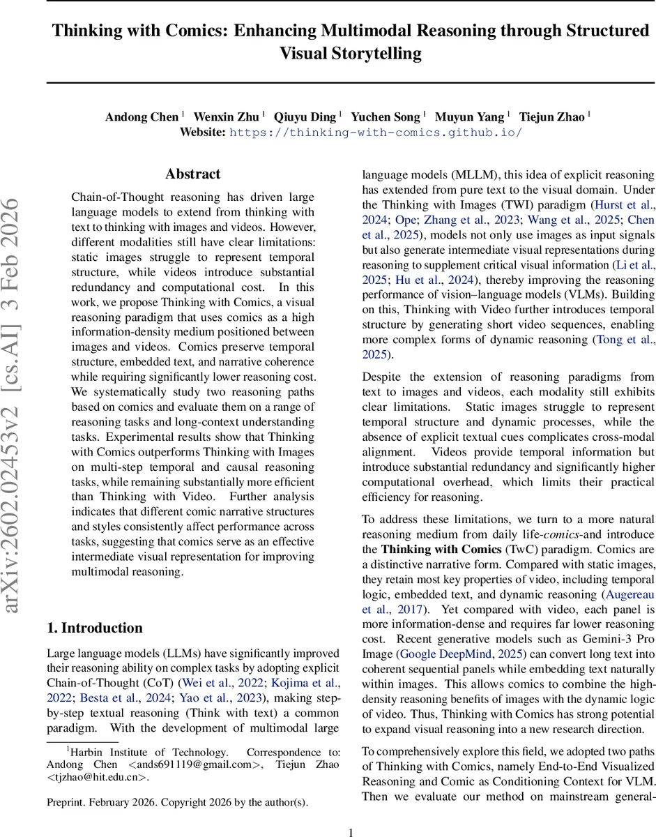 만화로 사고하기 구조화된 시각 스토리텔링으로 멀티모달 추론 강화