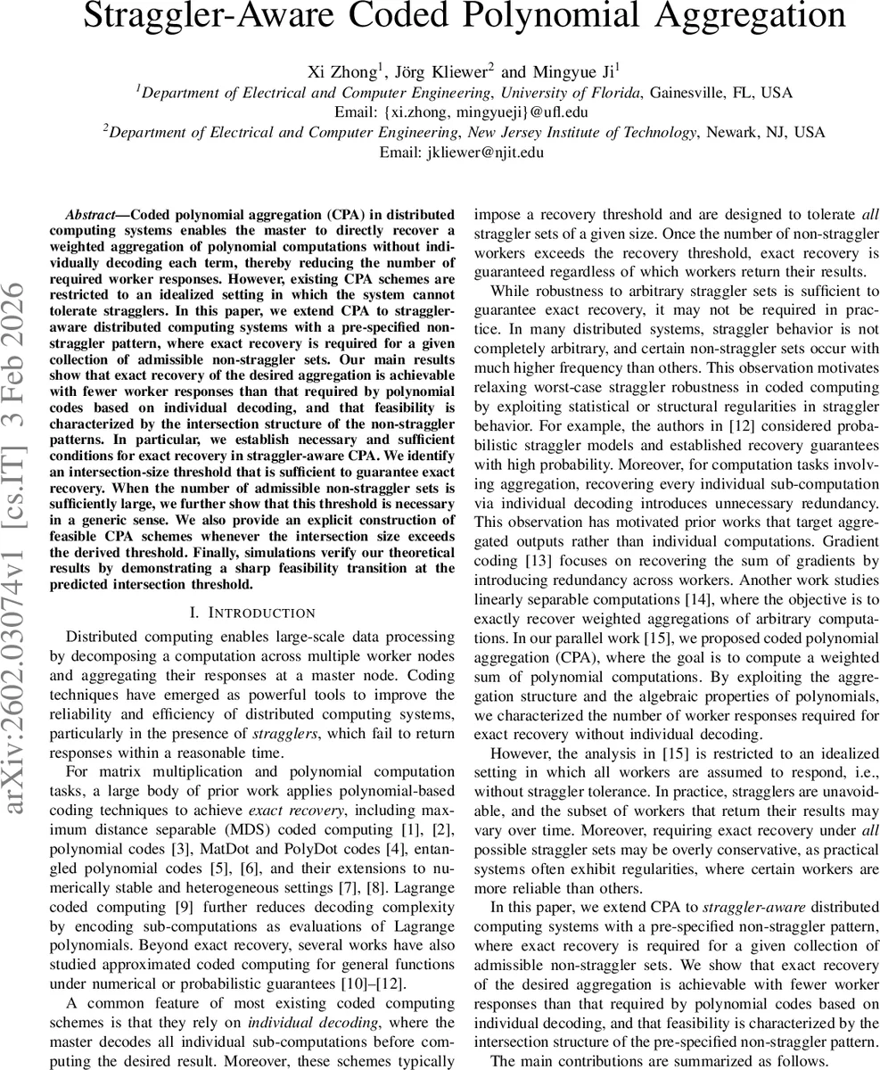 스트래글러 인식 코딩 다항식 집계