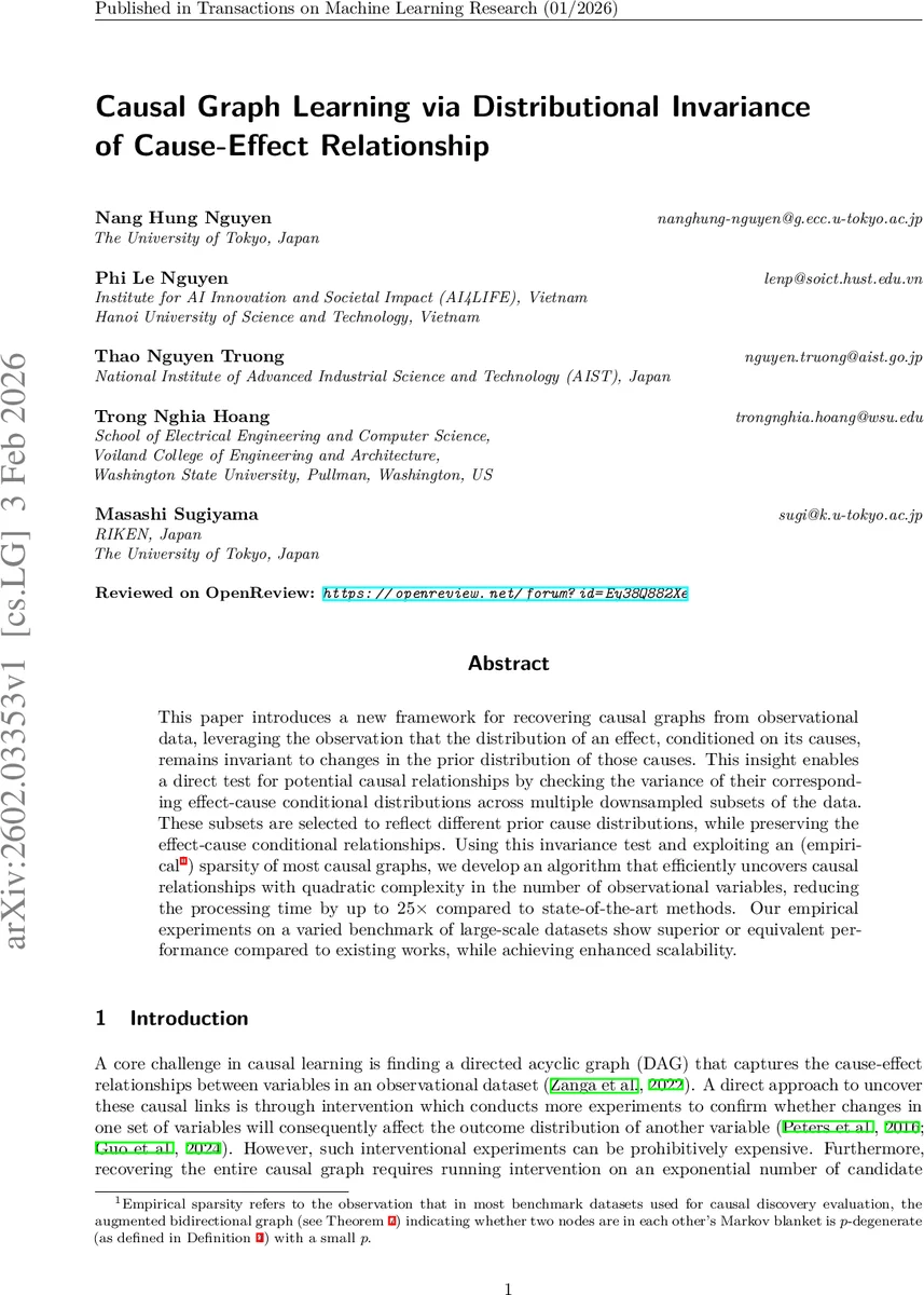 인과 그래프 학습을 위한 분포 불변성 접근