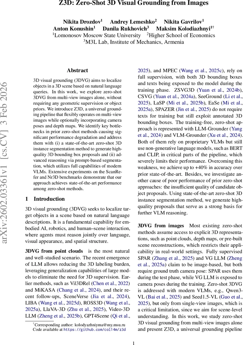 이미지만으로 제로샷 3D 시각적 정합 Z3D