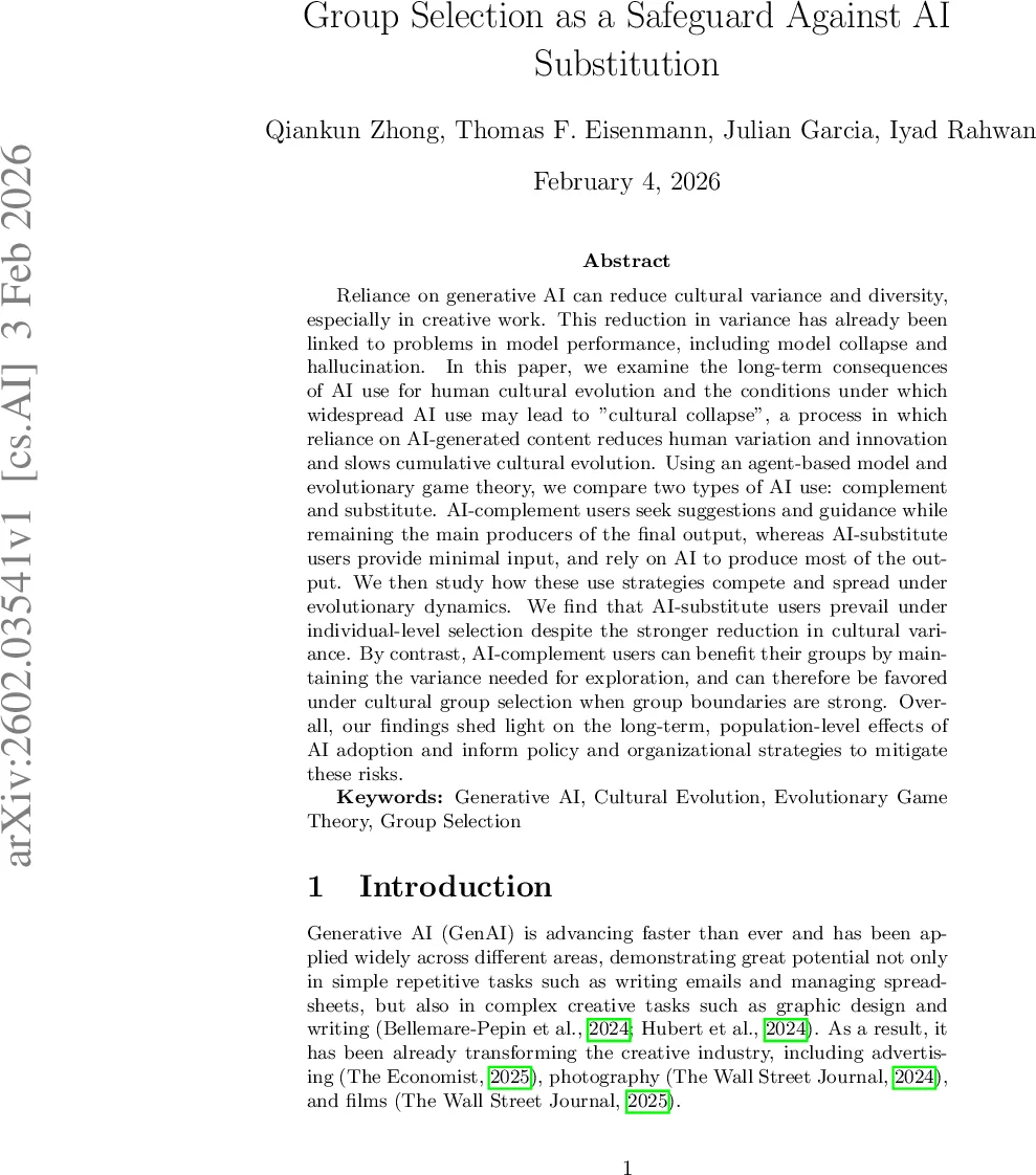 AI 대체를 방지하는 집단 선택 메커니즘