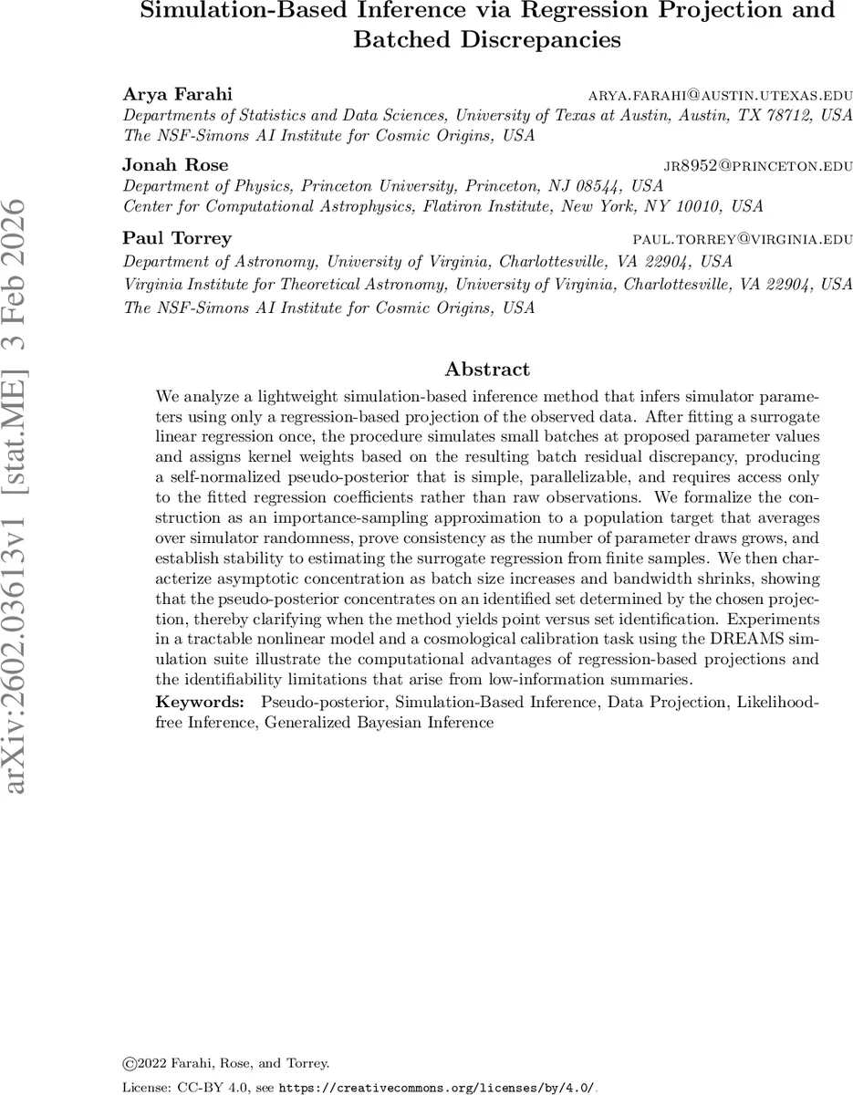 회귀 투영과 배치 차이를 이용한 시뮬레이션 기반 추론