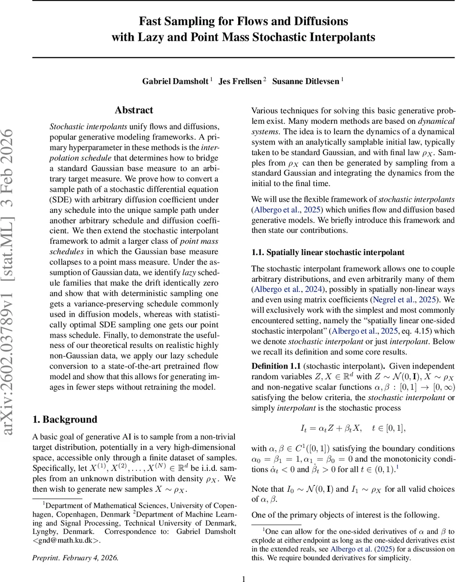 빠른 샘플링을 위한 게으른 및 점질 스토캐스틱 인터폴런트