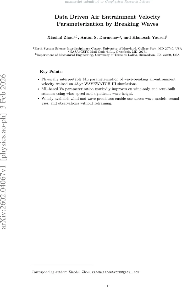 파도 파열에 의한 공기 주입 속도 데이터 기반 파라미터화