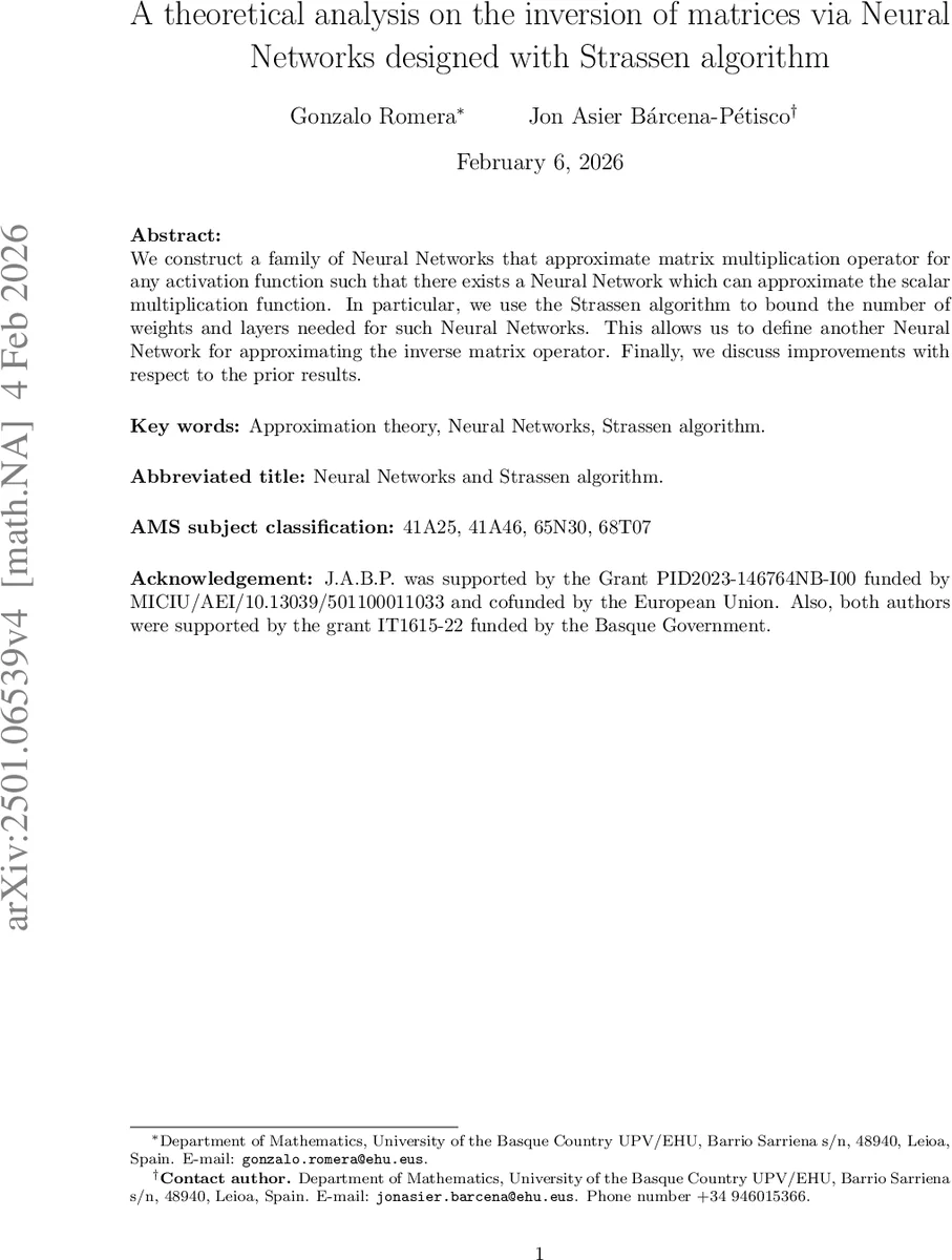 스트라센 알고리즘 기반 신경망으로 행렬 역연산 효율화