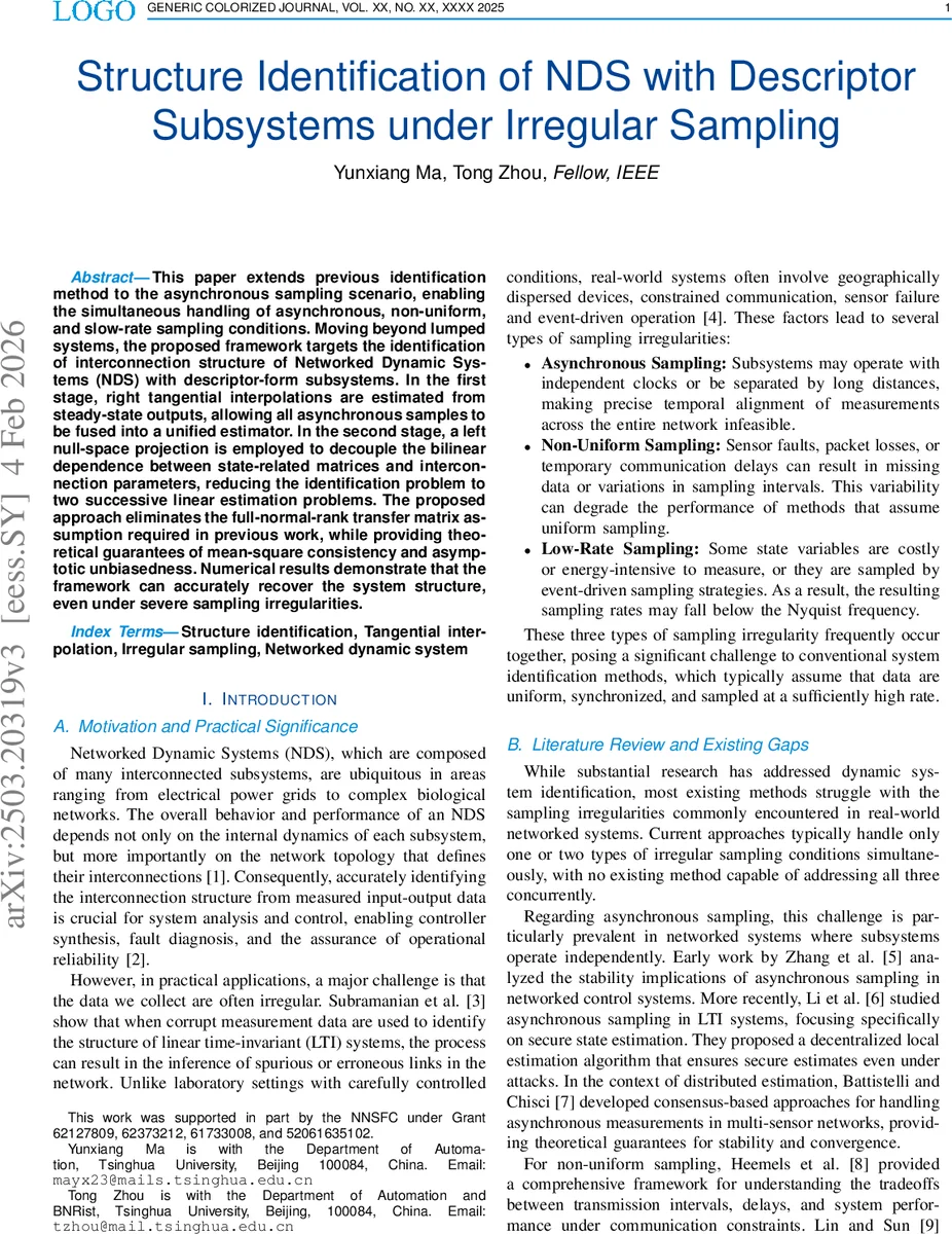 비동기·비균등·저속 샘플링 환경에서 서술자 서브시스템을 갖는 네트워크 동적 시스템 구조 식별