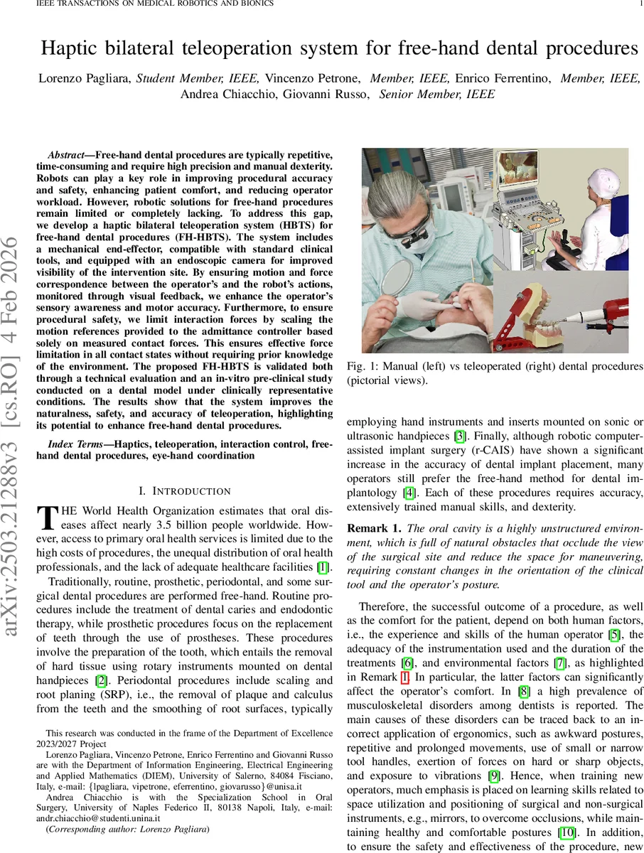 자유형 치과 시술을 위한 촉각 양방향 원격조작 시스템