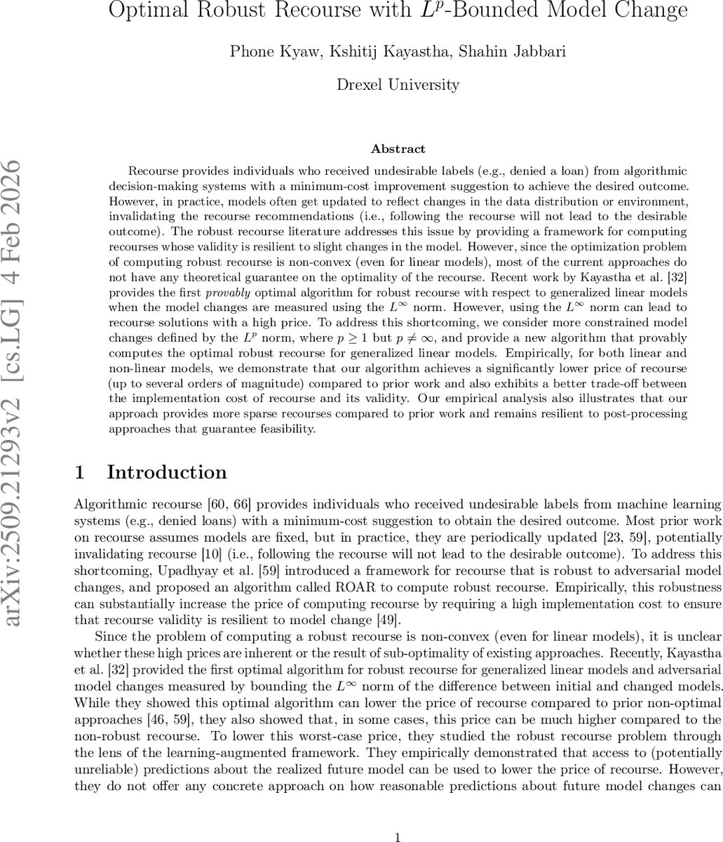 모델 변화에 강인한 최적 복구 방안: Lp 제한을 활용한 새로운 알고리즘