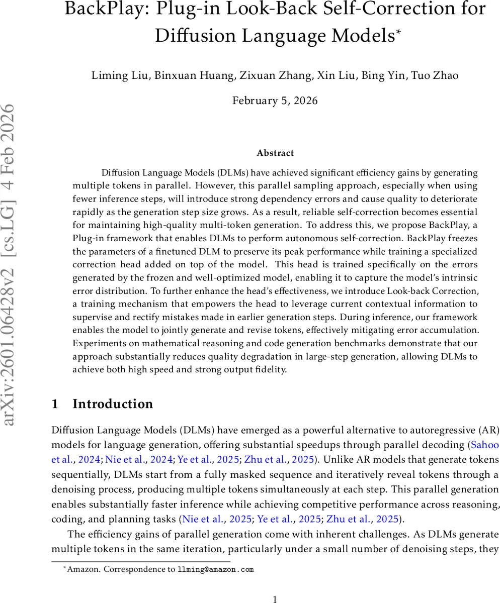 백플레이 디퓨전 언어 모델 자체 교정 플러그인