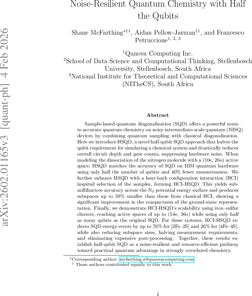 반쯤의 양자 화학: 절반 큐비트로 노이즈 저항성 확보