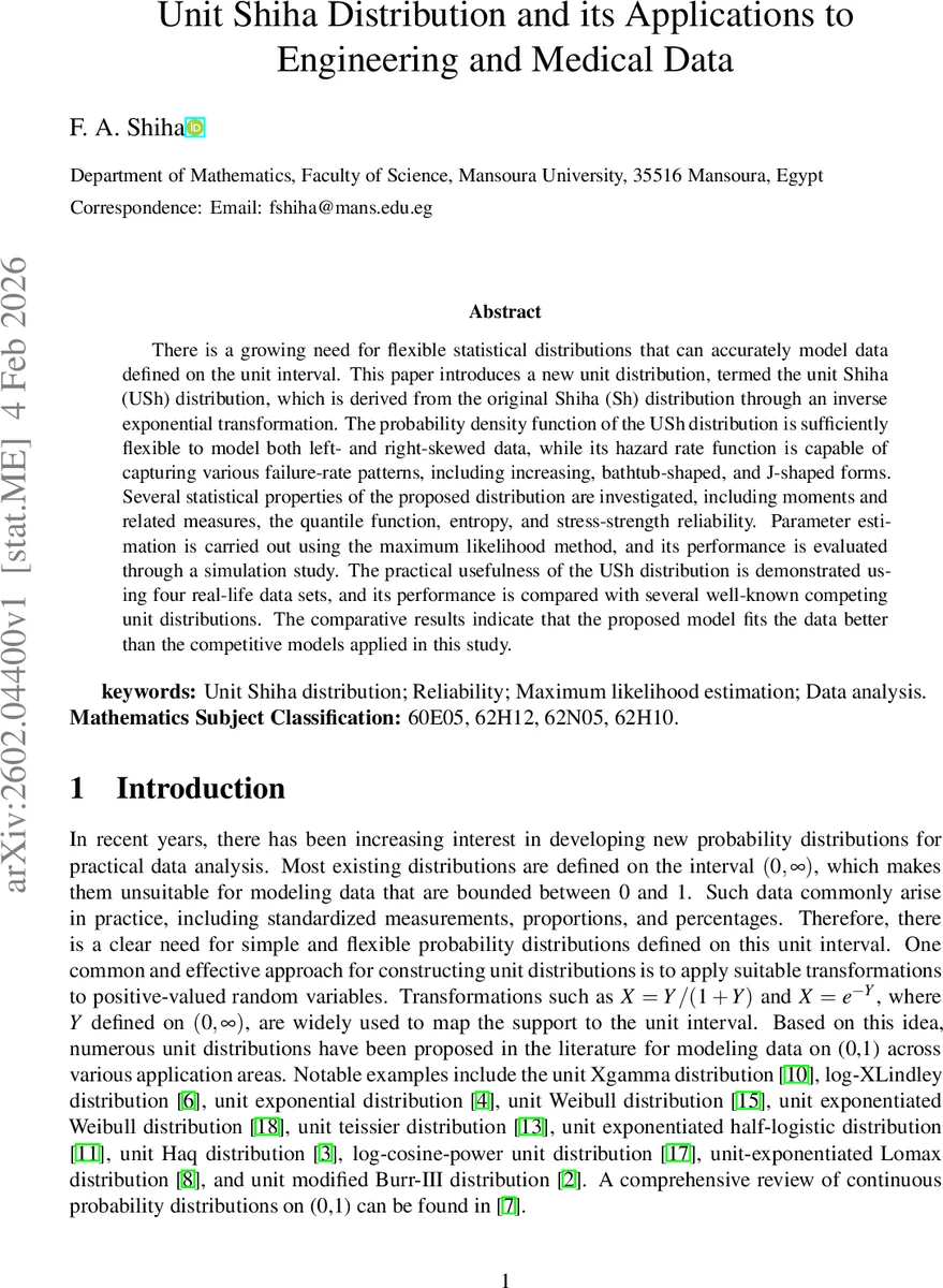 단위 시하 분포와 공학·의료 데이터 적용