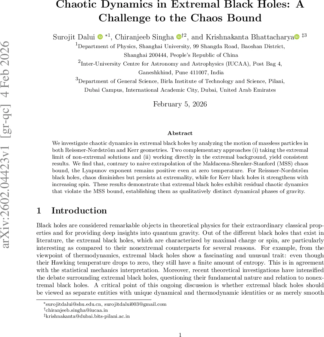 극한 블랙홀의 잔류 혼돈: MSS 한계 위반
