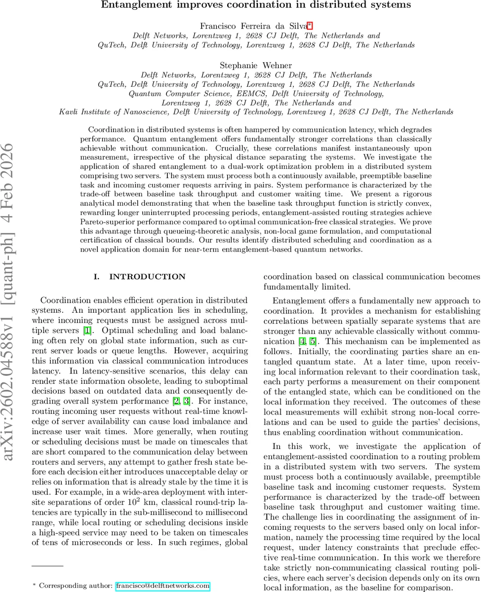 양자 얽힘으로 향상된 분산 시스템 협조